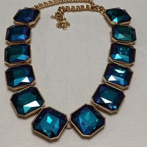 Elegant Blue and Gold Statement Necklace